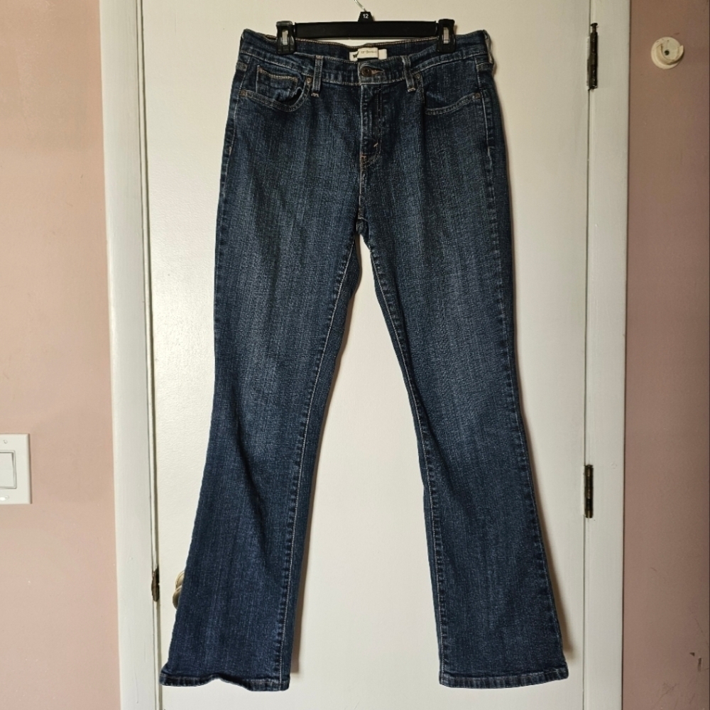 Levi's 515 bootcut tall dark-wash distressed mid-rise stretchy jeans Size 12L